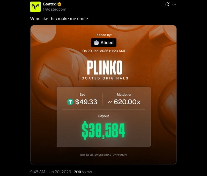 Twitter 30K Goated Plinko Win